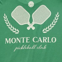 New World Juniors Monte Carlo Pickle Ball Club Oversized Tee Womens Crew Neck Short Sleeve Graphic T-Shirt