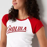 Ripple Junction Juniors Cholula Raglan Semi Fit Cropped Tee Girls Crew Neck Short Sleeve Graphic T-Shirt