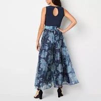 Jessica Howard Floral Womens Sleeveless Jumpsuit