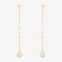 Dyed White 10K Gold Drop Earrings