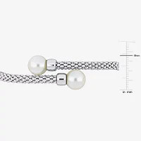 Womens Sterling Silver Cuff Cultured Freshwater Pearl Bracelet