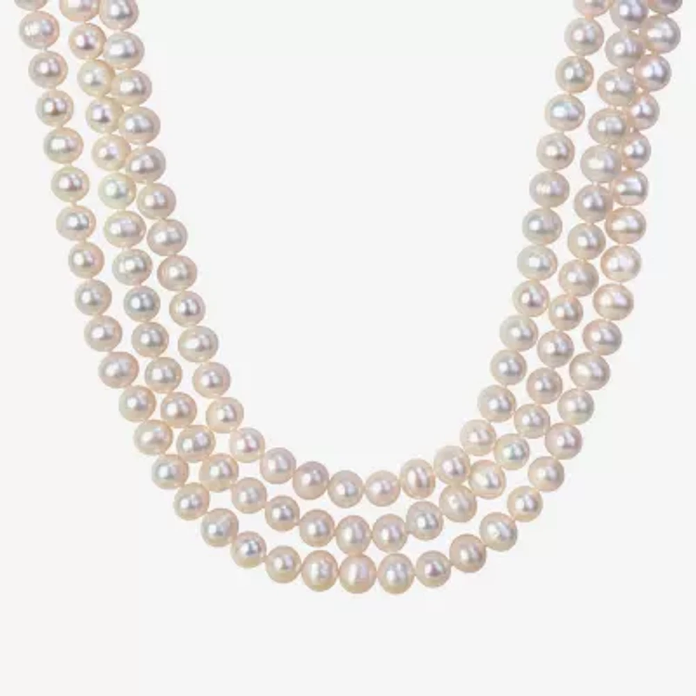 Womens White Cultured Freshwater Pearl Strand Necklace