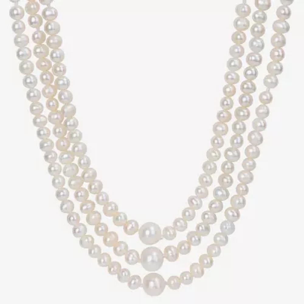 Womens White Cultured Freshwater Pearl Strand Necklace