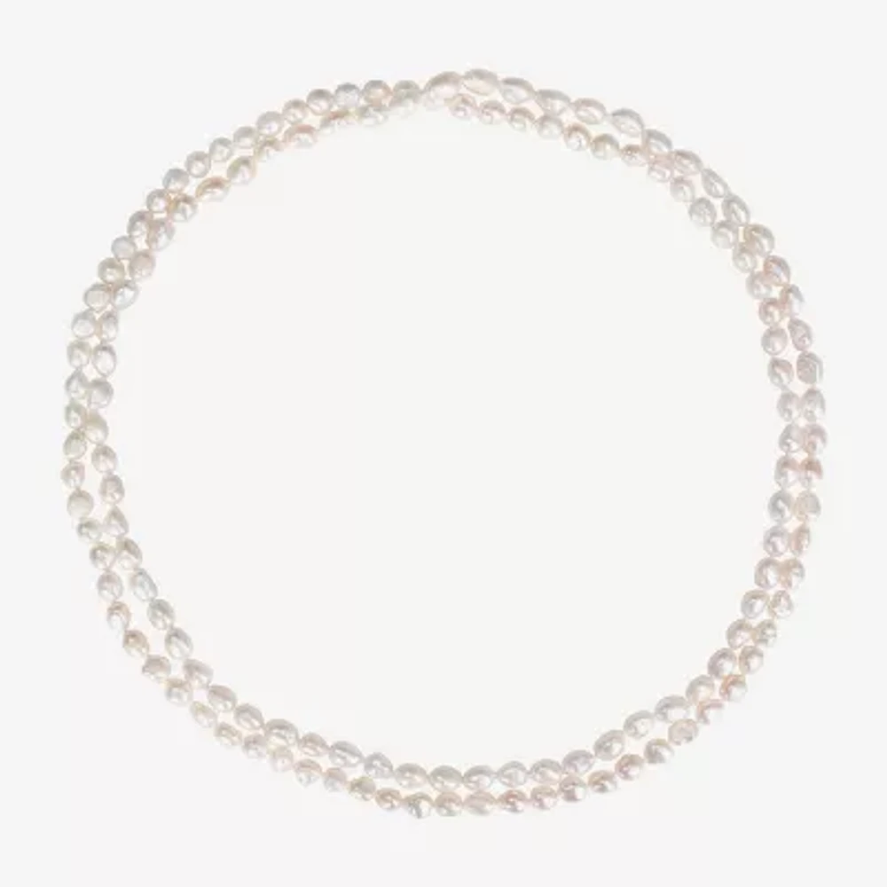Womens White Cultured Freshwater Pearl Strand Necklace