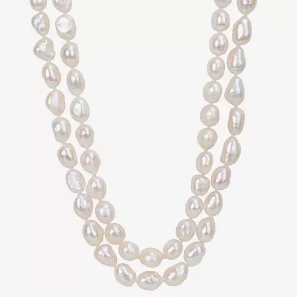 Womens White Cultured Freshwater Pearl Strand Necklace