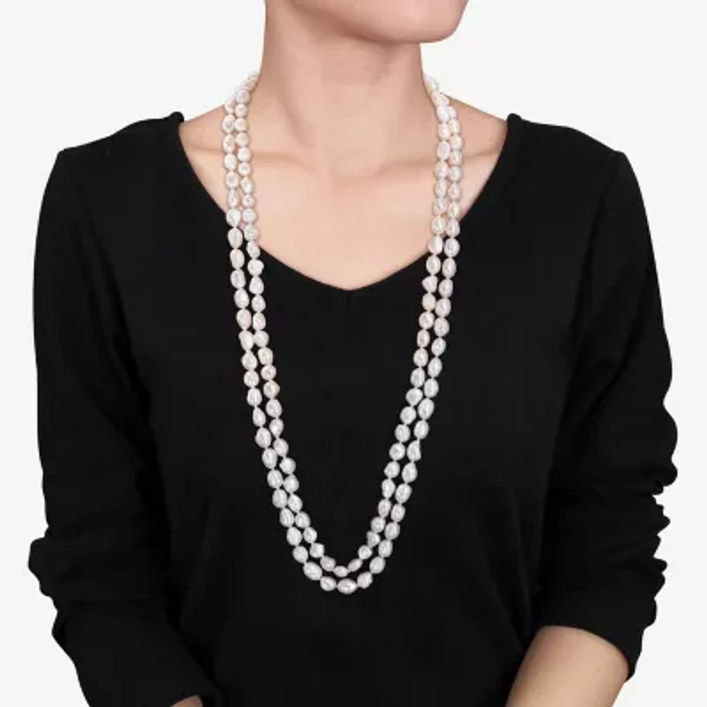 Womens White Cultured Freshwater Pearl Strand Necklace