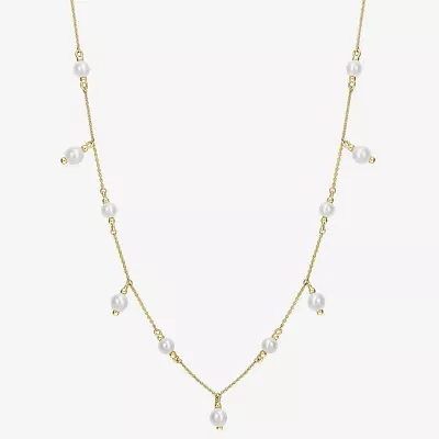 Womens White Cultured Freshwater Pearl 10K Gold Pendant Necklace