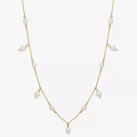 Womens White Cultured Freshwater Pearl 10K Gold Pendant Necklace