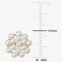 White Cultured Freshwater Pearl 14K Gold 12.4mm Stud Earrings