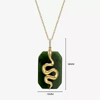 "Snake" Womens Diamond Accent Genuine Green Jade 18K Gold Over Silver Pendant Necklace