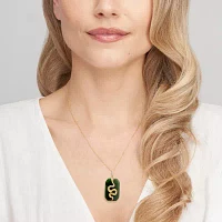 "Snake" Womens Diamond Accent Genuine Green Jade 18K Gold Over Silver Pendant Necklace