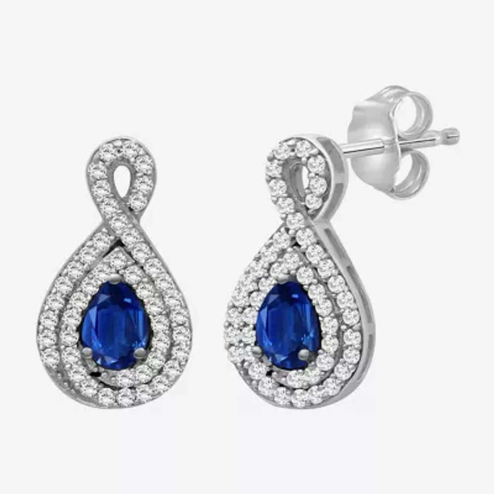 Womens Pear-cut Gemstone & 1/4 CT. T.W. Natural Diamond 10K Gold Drop Earrings
