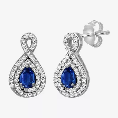 Womens Pear-cut Gemstone & 1/4 CT. T.W. Natural Diamond 10K Gold Drop Earrings