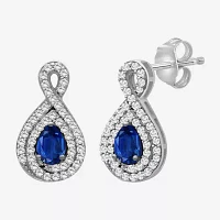 Womens Pear-cut Gemstone & 1/4 CT. T.W. Natural Diamond 10K Gold Drop Earrings