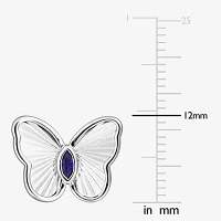 Lab Created Blue Sapphire Sterling Silver 12mm Butterfly Stud Earrings