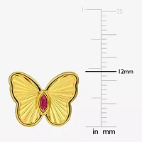 Lab Created Red Ruby 18K Gold Over Silver 12mm Butterfly Stud Earrings