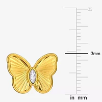 Lab Created White Sapphire 18K Gold Over Silver 12mm Butterfly Stud Earrings