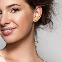 Lab Created White Sapphire 18K Gold Over Silver 12mm Butterfly Stud Earrings