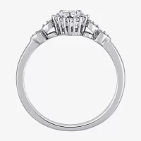 Womens Diamond Accent Lab Created White Sapphire Sterling Silver Heart Cocktail Ring