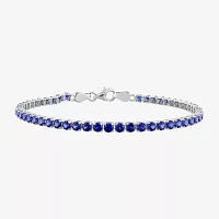 Gemstone Sterling Silver 7.25 Inch Tennis Bracelet