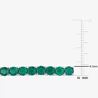 Lab Created Green Emerald Sterling Silver 7.25 Inch Tennis Bracelet