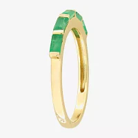 Womens Genuine Green Emerald 10K Gold 5-Stone Band
