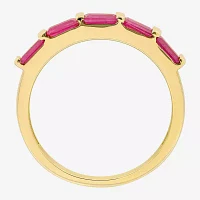 Lead Glass-Filled Red Ruby 10K Gold 5-Stone Band