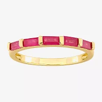 Lead Glass-Filled Red Ruby 10K Gold 5-Stone Band
