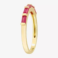Lead Glass-Filled Red Ruby 10K Gold 5-Stone Band