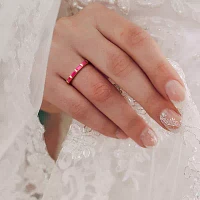 Lead Glass-Filled Red Ruby 10K Gold 5-Stone Band