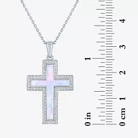 Womens Lab Created White Opal Sterling Silver Pendant Necklaces