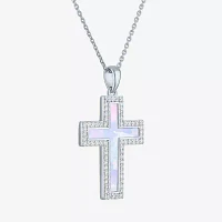 Womens Lab Created White Opal Sterling Silver Pendant Necklaces
