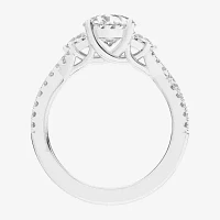 Signature By Modern Bride (G-H / Si1-Si2) Womens 2 3/4 CT. T.W. Lab Grown White Diamond 14K Gold Pear Round Side Stone Engagement Ring