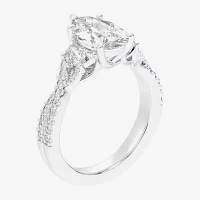 Signature By Modern Bride (G-H / Si1-Si2) Womens 2 3/4 CT. T.W. Lab Grown White Diamond 14K Gold Pear Round Side Stone Engagement Ring