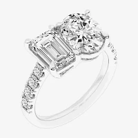 Signature By Modern Bride (G-H / Si1-Si2) Womens 4 3/8 Ct. T.W. Lab Grown White Diamond 14K Gold Oval Side Stone Engagement Ring