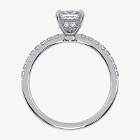 (G-H /  Si1-Si2) Womens 1 CT. T.W. Lab Grown White Diamond 10K Gold Side Stone Engagement Ring