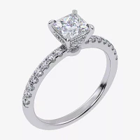 (G-H /  Si1-Si2) Womens 1 CT. T.W. Lab Grown White Diamond 10K Gold Side Stone Engagement Ring