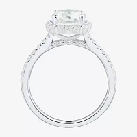 (H-I / Si1-Si2) Womens 2 CT. T.W. Lab Grown White Diamond 10K Gold Round Side Stone Halo Engagement Ring