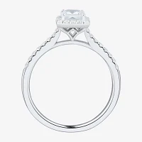 (H-I / Si1-Si2) Womens 1 1/4 CT. T.W. Lab Grown White Diamond 10K Gold Side Stone Halo Engagement Ring