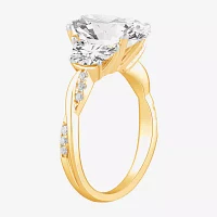 (G-H / Si1-Si2) Womens 4 CT. T.W. Lab Grown White Diamond 14K Gold Oval Side Stone Engagement Ring