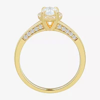 (H-I / Si1-Si2) Womens 1 CT. T.W. Lab Grown White Diamond 10K Gold Marquise Halo Engagement Ring