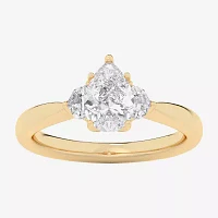 (G-H / Si1-Si2) Womens 1 1/4 CT. T.W. Lab Grown White Diamond 14K Gold Pear Round Solitaire Engagement Ring