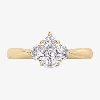 (G-H / Si1-Si2) Womens 1 1/4 CT. T.W. Lab Grown White Diamond 14K Gold Pear Round Solitaire Engagement Ring