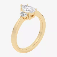 (G-H / Si1-Si2) Womens 1 1/4 CT. T.W. Lab Grown White Diamond 14K Gold Pear Round Solitaire Engagement Ring