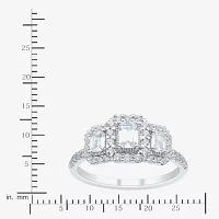 Love Lives Forever (H-I / Si1-Si2) Womens 1 CT. T.W. Lab Grown White Diamond 10K Gold Side Stone 3-Stone Engagement Ring