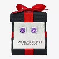 Yes Please! 2 1/2 CT. T.W. Lab Created Purple Amethyst Sterling Silver 8mm Cushion Stud Earrings