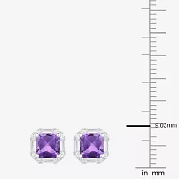 Yes Please! 2 1/2 CT. T.W. Lab Created Purple Amethyst Sterling Silver 8mm Cushion Stud Earrings