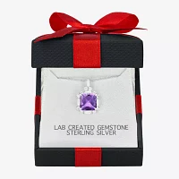 Yes Please! Womens 2 CT. T.W. Lab Created Purple Amethyst Sterling Silver Cushion Pendant Necklace