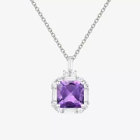 Yes Please! Womens 2 CT. T.W. Lab Created Purple Amethyst Sterling Silver Cushion Pendant Necklace