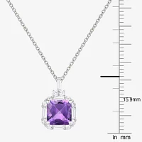 Yes Please! Womens 2 CT. T.W. Lab Created Purple Amethyst Sterling Silver Cushion Pendant Necklace